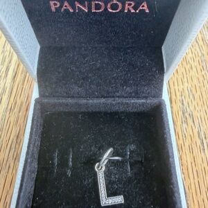 RETIRED Pandora Silver 'L' Charm with Pave’ set Accents #791324CZ
